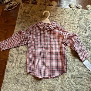 NWT Carters 2T button down collared red blue check shirt